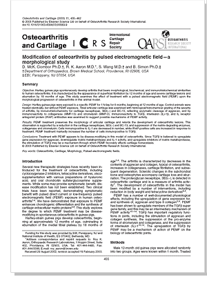 Modification of osteoarthritis by pulsed electromagnetic field�a morphological study