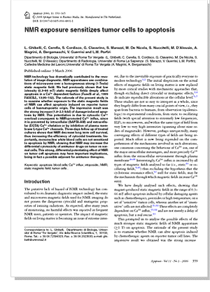 NMR exposure sensitizes tumor cells to apoptosis