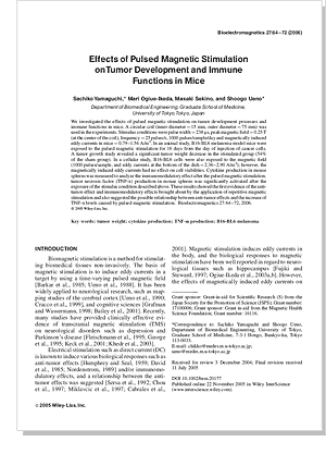 Effects of Pulsed Magnetic Stimulation onTumor Development and Immune Functions in Mice