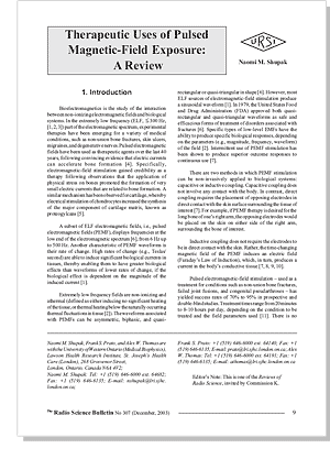 Therapeutic Uses of Pulsed Magnetic Field Exposure � A Review